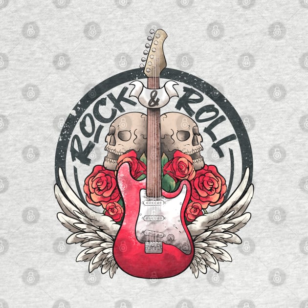 Lets Rock Rock&Roll Skeleton Hand Vintage Retro Rock Concert by MerchBeastStudio